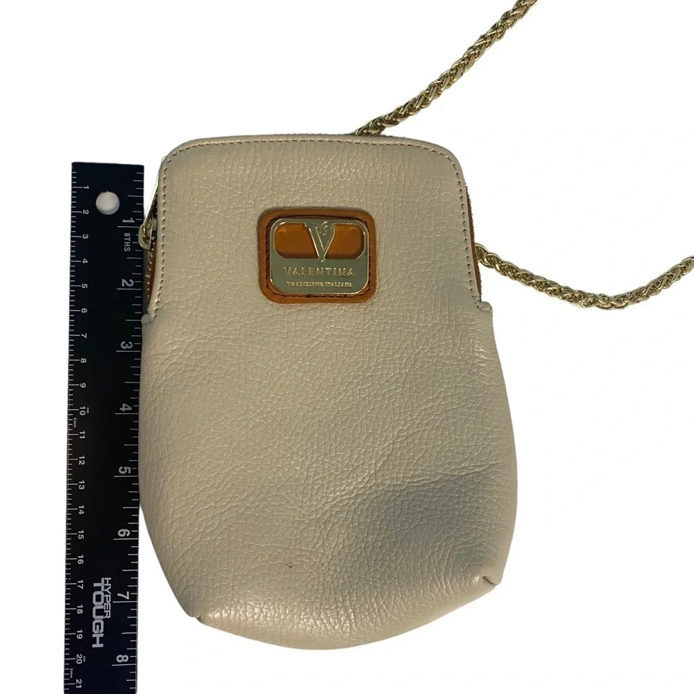 Valentina Pebbled Leather Crossbody Bag Purse Off-White Cream